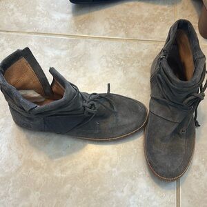 Gray suede Ugg moccasin boots